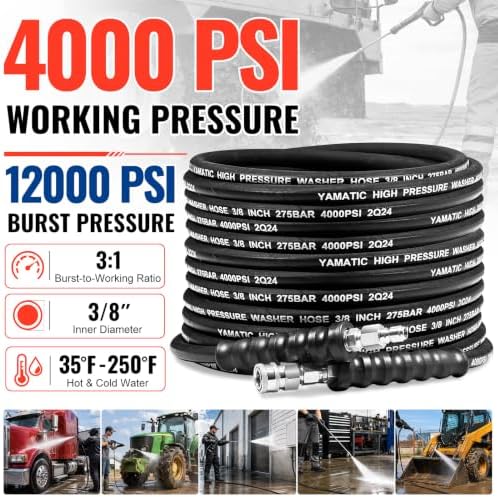 YAMATIC 3/8 Inch Pressure Washer Hose, 4000 PSI, 50 FT - Image 2