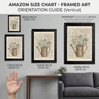 Framed Canvas Wall Art Vintage Mixed Media Watering Can Daisies Muted Watercolor on Newspaper Canvas Print Poster Black Frame Wall Decor for Living Room Cottagecore Art, Rustic Decor - 12x16 Inch - Image 2