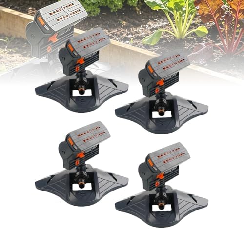 Sakerplus Adjustable Oscillating Sprinkler, Wide Coverage Lawn Sprinkler with Flow Control, 4 Spray Patterns, Dual Filtration, Metal Hose Connector for Yard Garden Grass (4set) by SakerPlus