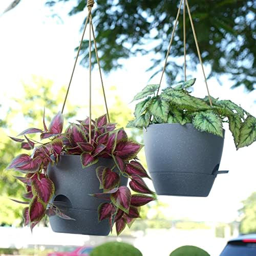 SwinDuck 10 Inch Self Watering Hanging Pots, 2 Pack Hanging Planters with 40oZ Deep Reservior for Indoor Outdoor Plants Flowers, Grey - Image 5