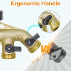 Hose Splitter 4 Way, Diivoo Heavy Duty Brass Hose Y Connector, High Flow Spigot Splitter, Easy Grip Faucet Adapter, Solid Spigot Shut Off Valve for Outdoor Gardening, 3/4" Standard - Image 4