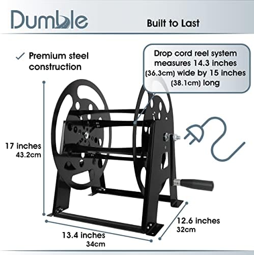 Dumble RV Extension Cord Reel Stand - 50-100ft Black Steel RV Electrical Cord Roll Up or Camper Hose Organizer Spool - Image 2