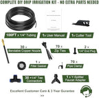 100FT Drip Irrigation System Kit Dual-Zone Garden Atomizing Watering System with 30 Copper 360° Adjustable Bendable Nozzles,Y-Splitter, Leak-Proof 1/4" Misting System for Garden Greenhouse Raised Beds - Image 6