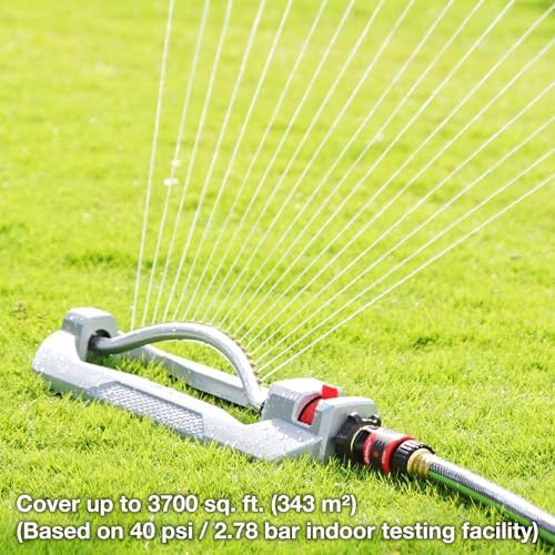 Eden 96218 Heavy Duty Turbo Oscillating Sprinkler, 18 Brass Nozzles, Weighted Aluminum Base, Adjustable Range, Quick Connect Bundle, Silver, Red, Black, Covers Up to 3,700 sq. ft. (Pack of 12) - Image 2