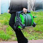 LXXW Hose Reel Cart Gardening Hose Reel Cart, Outdoor Portable or Wall Mounted Hose Reel with Swivel Handle for Garden Hoses(10m) - Image 6