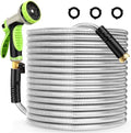 Metal Garden Hose 25 ft Stainless Steel Heavy Duty Water Hose with 10 Function Nozzles Flexible Lightweight Kink-Free Leakproof Sturdy Hoses Pipe 3/4" Brass Fitting for Outdoor Yard Lawn RV by Togake
