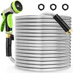 Metal Garden Hose 25 ft Stainless Steel Heavy Duty Water Hose with 10 Function Nozzles Flexible Lightweight Kink-Free Leakproof Sturdy Hoses Pipe 3/4" Brass Fitting for Outdoor Yard Lawn RV by Togake