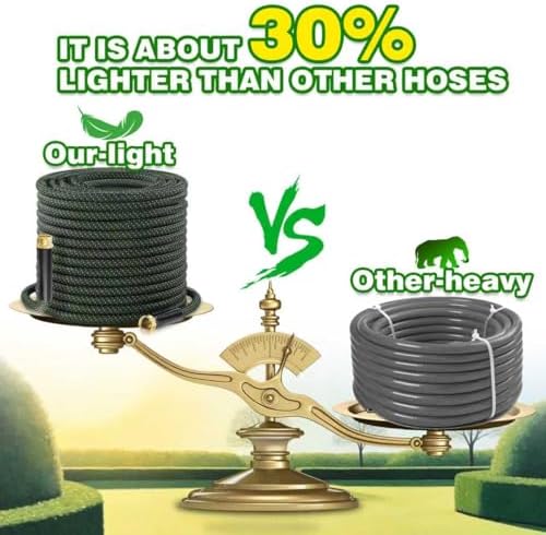 75ft Lightweight Non-Expandable Garden Hose with 10-Pattern Nozzle - Anti-Kink, Durable Triple-Layer Construction, Flexible All-Weather Hose for Watering, Car Wash, Pet Bathing - Image 4