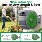Garden Retractable Hose Reel, 1/2 Inch x 100 ft Wall Mounted Garden Hose Reel with Any Length Lock, Upgraded Slow Return System and 180°Swivel Bracket - Image 4
