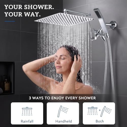G-Promise All Metal 12 Inches Rainfall Shower Head with Handheld Combo - Image 6