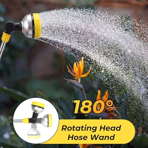 Hushee 4 Pcs Garden Watering Wand, 18.5 Inch Hose Watering Wand with 180° Rotating Head, Thumb Flow Control, 8 Spray Patterns, Garden Hose Nozzle Sprayer for Lawn, Plants, Car Wash - Image 4