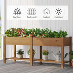 Raised Garden Bed Elevated Wood Planter Box with Shelf Garden Planter - Image 5