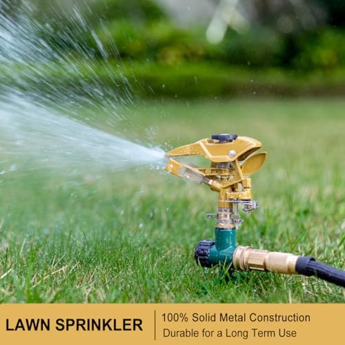 FANHAO 100% Metal Lawn Sprinklers for Yard, 360° Adjustable Spray Pattern - Image 2