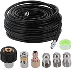 Fydun 30M Pipe Cleaning Hose, High Pressure Washer Sewer 30 Metres Drain Cleaner Hoses R with Nozzle PSI Set 1 4 Inch Brush for Cold and Hot Water 60℃ - Image 6
