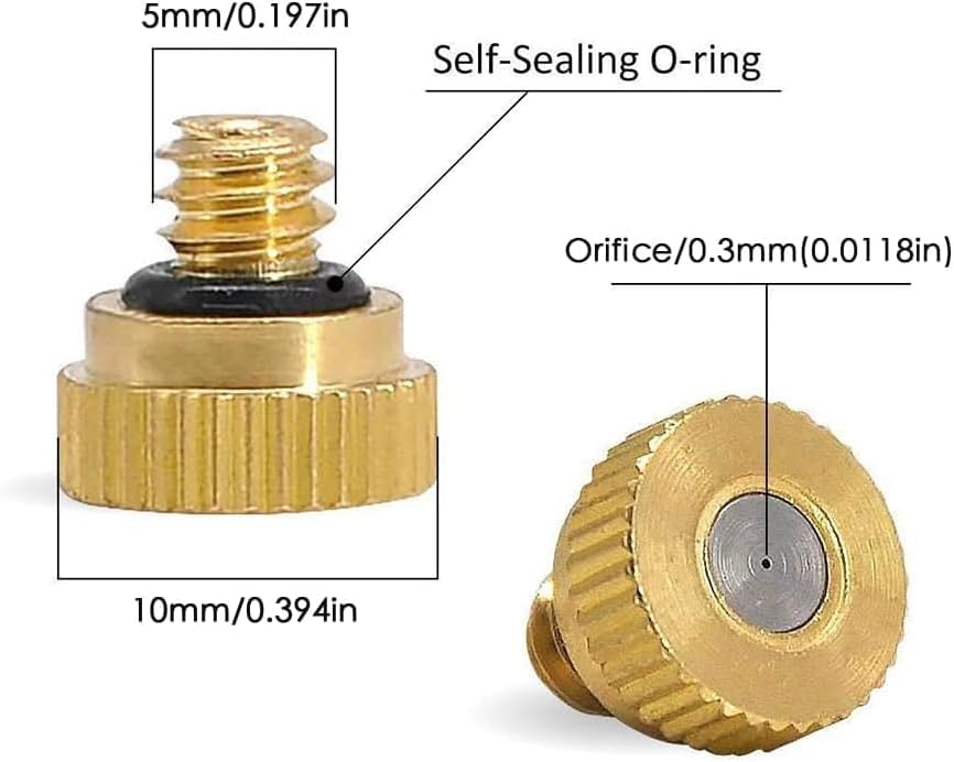 50Pcs Brass Mister Nozzles for Outside Patio Misting, Nozzle for Misters Outdoor Cooling System, Mist Replacement Head. Garden Hose Parts Accessories. 0.016" Orifice (0.4 MM) 10/24 Unc - Image 2