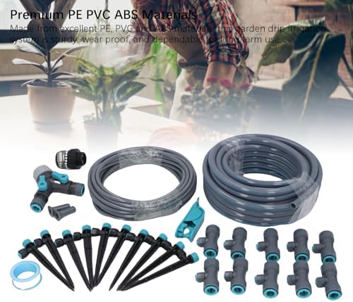 ZJchao Drip Irrigation Sprinkler System with 32.8ft Tubing and Adjustable Nozzle Emitters for Garden Lawn Greenhouse Patio - Image 7