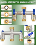 3 Way Hose Splitter Heavy Duty, Full Flow Brass Garden Hose Splitter - Image 4