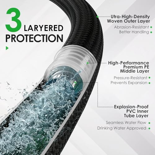 Garden Hose 100 FT, Lightweight Water Hose with 10 Function Nozzle - Image 2