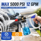 5000 PSI Pressure Washer Gun with Self-Locking Quick Connect, 360° Rotating 3/8" Plug, M22-14mm M22-15mm Adapters, 5 Nozzle Tips, High Pressure Short Power Washer Trigger Gun for Car Wash Cleaning - Image 5