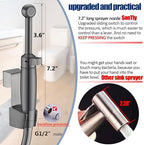 SonTiy Handheld Bidet Toilet Sprayer Gunmetal, Cloth Diaper Sprayer Bathroom Hand Held Jet Spray Bidet Attachment for Toilet with Adjustable Pressure Control, Solid Brass, 7.2" Bidet Wand - Image 3