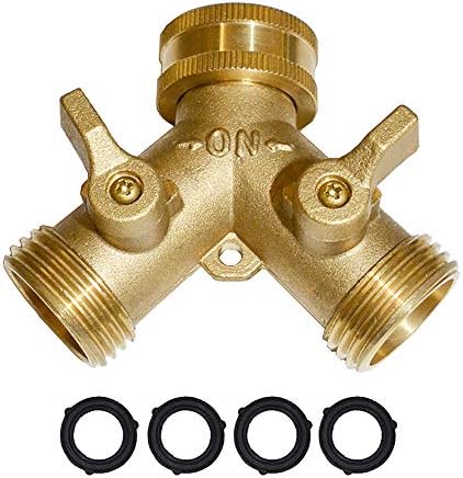 HQMPC Hose Y Splitter 3/4" GHT Garden Hose Valve 2 Way For Garden Lawn Waterring - Brass, 4 Pack - Image 2