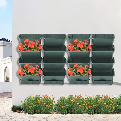 Wall Mounted Vertical Planter 20 Pots, Self Watering Wall Planter for Indoor Plants, Vertical Garden Planter with Drainage Tray & Hose, Outdoor Wall Mount Plant Pot for Balcony, Living Room, Garden - Image 3