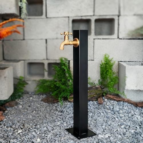 Heavy-Duty Black Square Stainless Steel Outdoor Anti-Freeze Water Pipe Hydrant with Freestanding Hose Stand & Faucet for Efficient Irrigation - Hexagonal Pile Design - Image 5