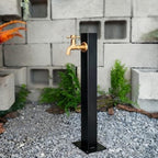 Heavy-Duty Black Square Stainless Steel Outdoor Anti-Freeze Water Pipe Hydrant with Freestanding Hose Stand & Faucet for Efficient Irrigation - Hexagonal Pile Design - Image 5