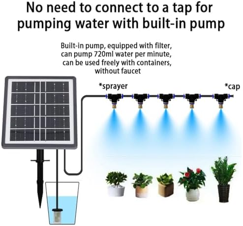 Solar Automatic Drip Irrigation Kit, Solar Powered Watering Device with 12 Timing Modes and Anti Siphon Valve, Supports 10 Pots for Indoor Outdoor Garden Balcony Use - Image 6