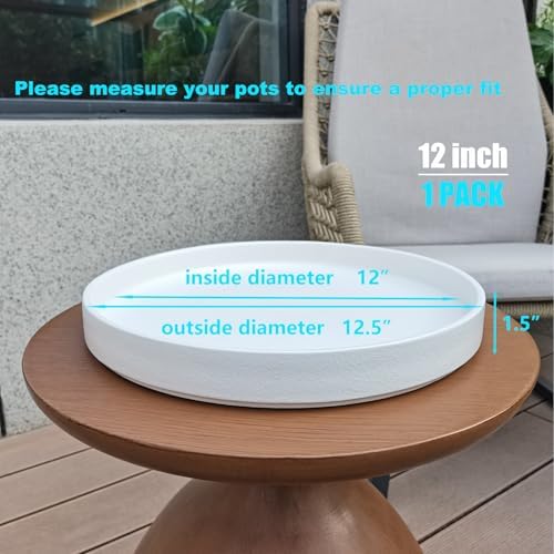 Plant Saucer for Indoors - 12 Inch Ceramic Plant Saucer Plant Water Catcher Tray Plant Pot Saucer Plant Drainage Tray, Durable Sturdy Flower Pot Saucers (Frosted White) - Image 3