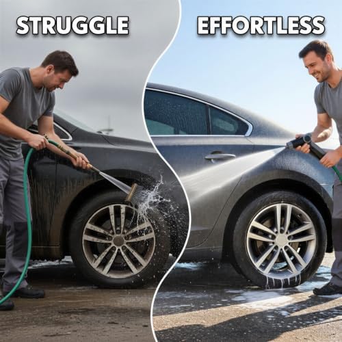High Pressure Spray Gun Kit with Adjustable Nozzle and Foam Cannon, 3 Metal Connectors, Ergonomic Handle, ABS and Iron Construction, 13.8 x 6.7 in / 35 x 17 cm, for Car Washing and Garden Cleaning - Image 3