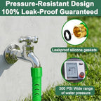 100FT Flexible Garden Hose & 10Modes Nozzle,Lightweight Water Hose,Kink-Free,All-Weather 3/4 in. Hose for RV,Boat,Car Wash,Garden,Yard,Camper,Outdoor NoneExpand (Green-Black,100 Ft) - Image 2