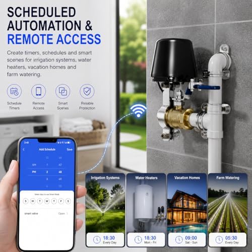Smart WiFi Water Valve: Auto Shutoff Controller, App & Voice Control No Hub - Image 5