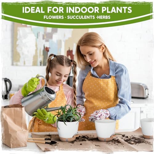 Self-Watering Pots for Indoor Plants with Visible Water Window,5/6/6.5/8/10 Inch Outdoor Flower Pots with Drainage Holes & Reservoir for Patio, Home Decor (White) - Image 7