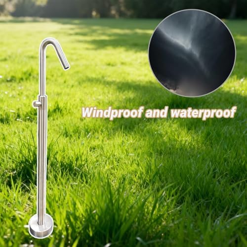 304 Stainless Steel Freestanding Vertical Garden Water Column Hose Stand with Double Faucet for Irrigation and Car Wash - Image 6