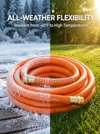 Wiseflow Garden Hose 100FT x 3/4", Heavy Duty Rubber Hose, Water Hose with Five Layered Braiding, Male Female Fittings, 1200PSI Burst, 300PSI Working for Yard, Car Wash, Pets (Orange) - Image 6
