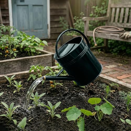 ‌2.5-Gallon Metal Watering Can,9.5L Large Galvanized Watering Can for Outdoor Plants with Removable Long Spout and Golden Handle - Image 7