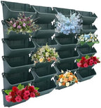 24 Pack Vertical Garden Planter,13 inch Wall Mounted Planter for Patio Indoor Outdoor Decor, Garden Self Watering Pot Balcony Plant Vegetable Fruit Herb Hanging Pocket Holder Flowerpot (Army Green) - Image 4