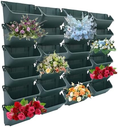 24 Pack Vertical Garden Planter,13 inch Wall Mounted Planter for Patio Indoor Outdoor Decor, Garden Self Watering Pot Balcony Plant Vegetable Fruit Herb Hanging Pocket Holder Flowerpot (Army Green) - Image 4