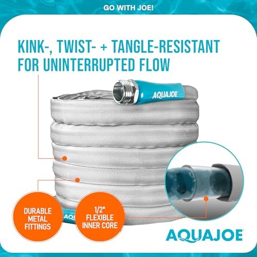 Aqua Joe Xtreme FiberJacket Garden Hose, Lightweight and Kink-Resistant, Durable Fabric Hose with Metal Fittings, 600 PSI Max, 50' x 1/2" Diameter - Image 5