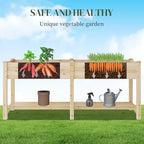Raised Garden Bed Elevated Wood Planter Box with Shelf Garden Planter - Image 4