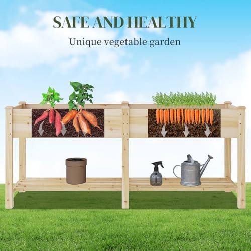 Raised Garden Bed Elevated Wood Planter Box with Shelf Garden Planter - Image 4