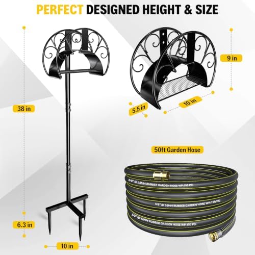 Garden Hose Holder with 50ft Kink Free Water Hose Kit - Image 2