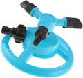 Outdoor 360-Degree Rotating Automatic Sprinkler Garden Irritation 3-arms Nozzles Coupling Watering Cooling System Plastic(Blue) by Unknown