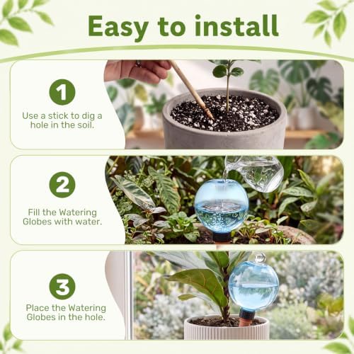 12 Pack 17 oz Self Watering Globes for Plants with Covers, Blue - Image 3