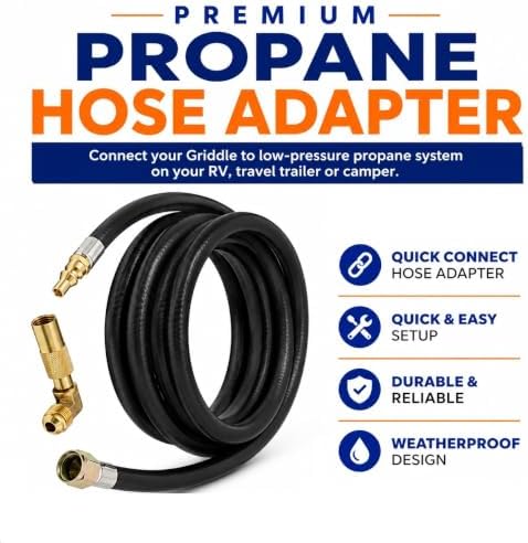 Flame King Propane 12ft RV Quick Connect Hose Adapter for 17" or 22" BlackStone or Flame King Griddle - Image 4