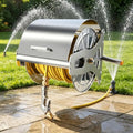 Garden Hose Reel Wall Mount, Holds 50m 1/2-inch Hose, Stainless Steel Garden Water Hose Winder with 360° Rotating Nozzle for Patio Yard, Easy Assembly by Unknown