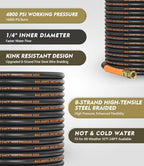 Pressure Washer Gun and Hose Kit, 4800PSI Flexible & Kink-Resistant - Steel Braided & Durable High Power Washer Hose 100 FT with 3/8" Swivel Quick Connector and M22 14mm Adapters & 5 Nozzles - Image 2