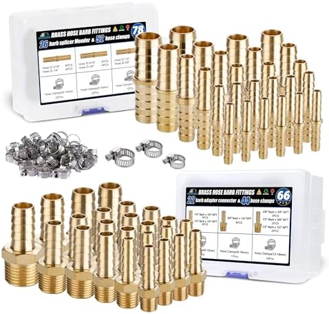 48PCS Brass Hose Barb Fittings with Clamp,Splicer Mender & Adapter by Ailbiuko