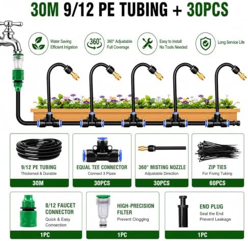 Garden Misting System Tee Nozzle - Greenhouse Humidifier Atomizer Watering Kit for Efficient Plant Irrigation and Cooling, Perfect for Outdoor Gardens and Greenhouses - Image 2